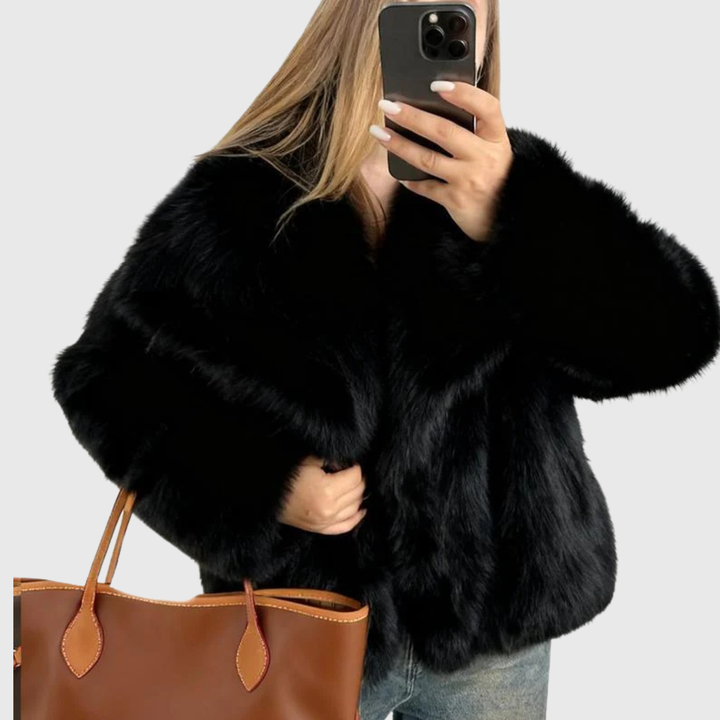 LAURENCE™ - Fashionable Cropped Faux Fur Coat for Fall & Winter Outfits