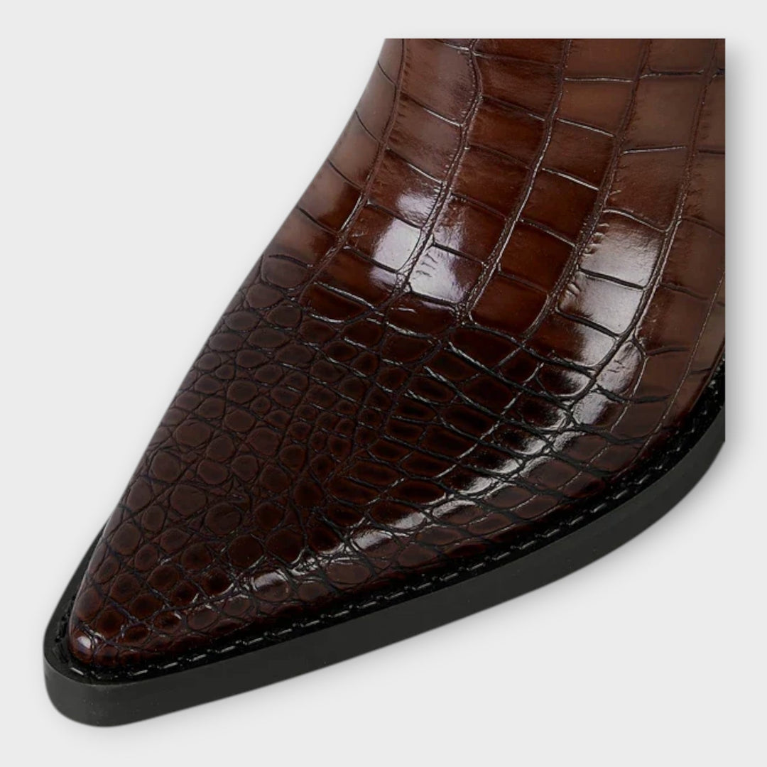 Crocodile Embossing Heel Boots