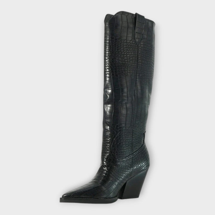 Crocodile Embossing Heel Boots