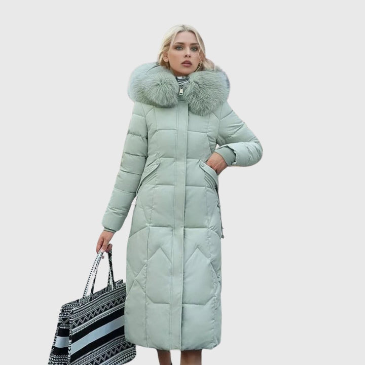 Hannah - Quilted Coat with Hood Trim