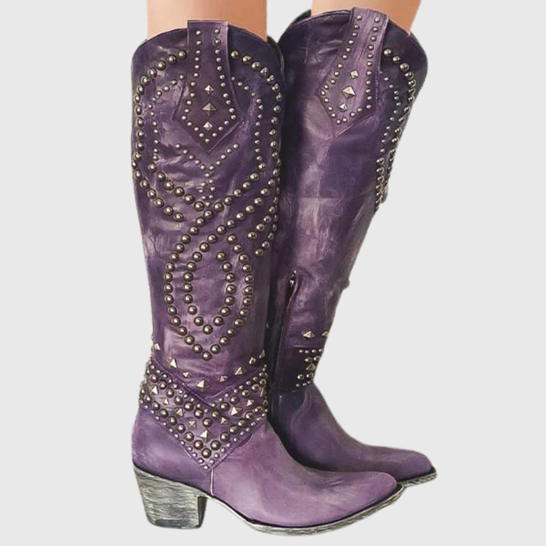 Alyssa - Studded Cowboy Boots