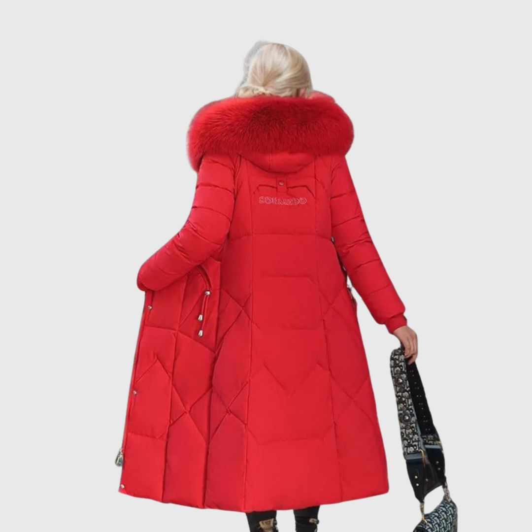 Hannah - Quilted Coat with Hood Trim