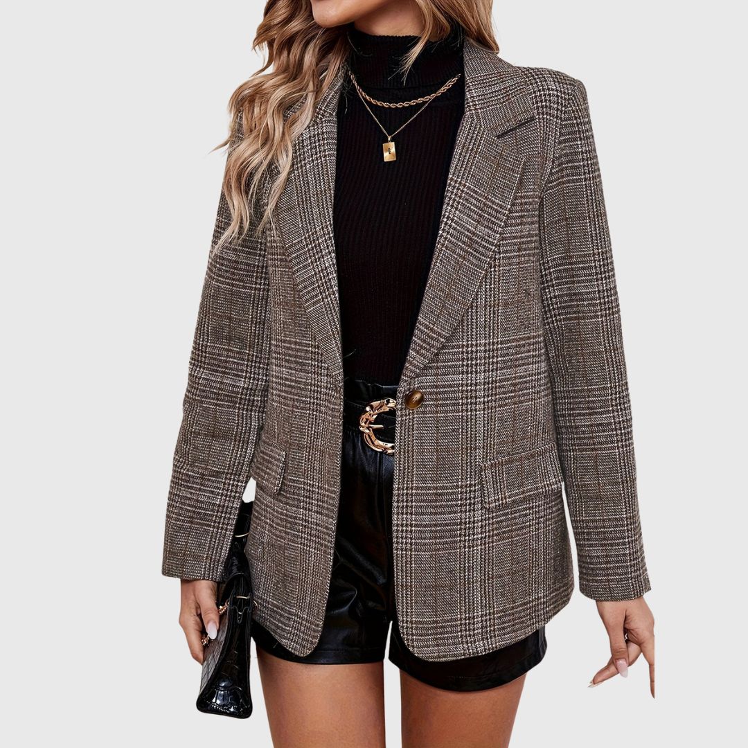 Danielle - Plaid Button Blazer