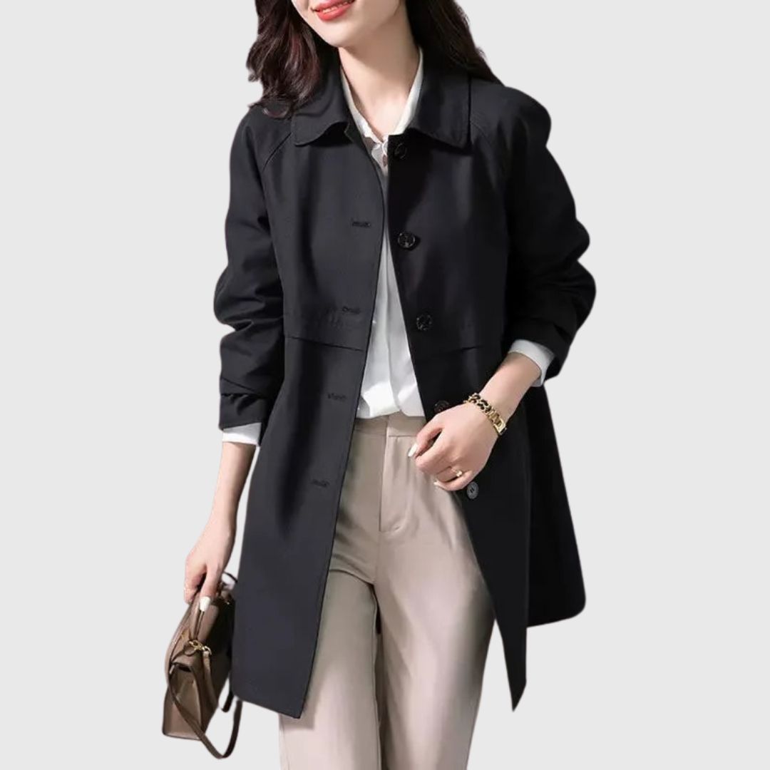 Sarah - Button Long Trench Coat